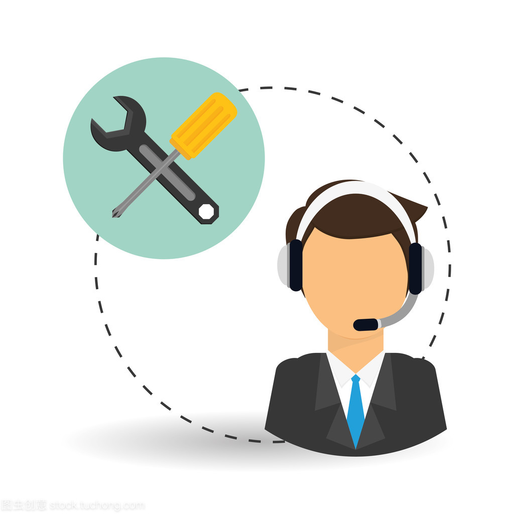 技術服務。電話中心圖標。支持概念